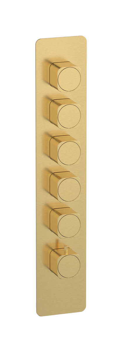 External part of thermostatic 5 ways, square plate, vertical, soft handle WE ARE IB eua516osneo_1 Brushed Gold Aqua