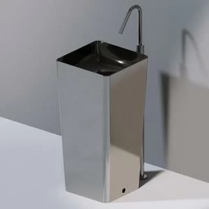 L506T0R0VT253  Раковина напольная ELITE SQUARE 420х420х870 мм без отверстия под смеситель Черный глянцевый декор платина