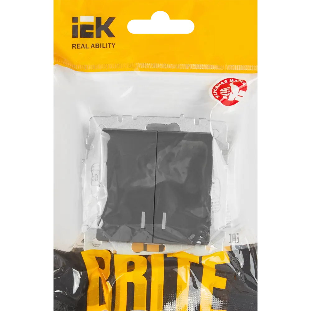 Выключатель IEK Brite с индикацией: 2 клавиши, матовый графит 87761724 STLM-1326937 - Вид №4
