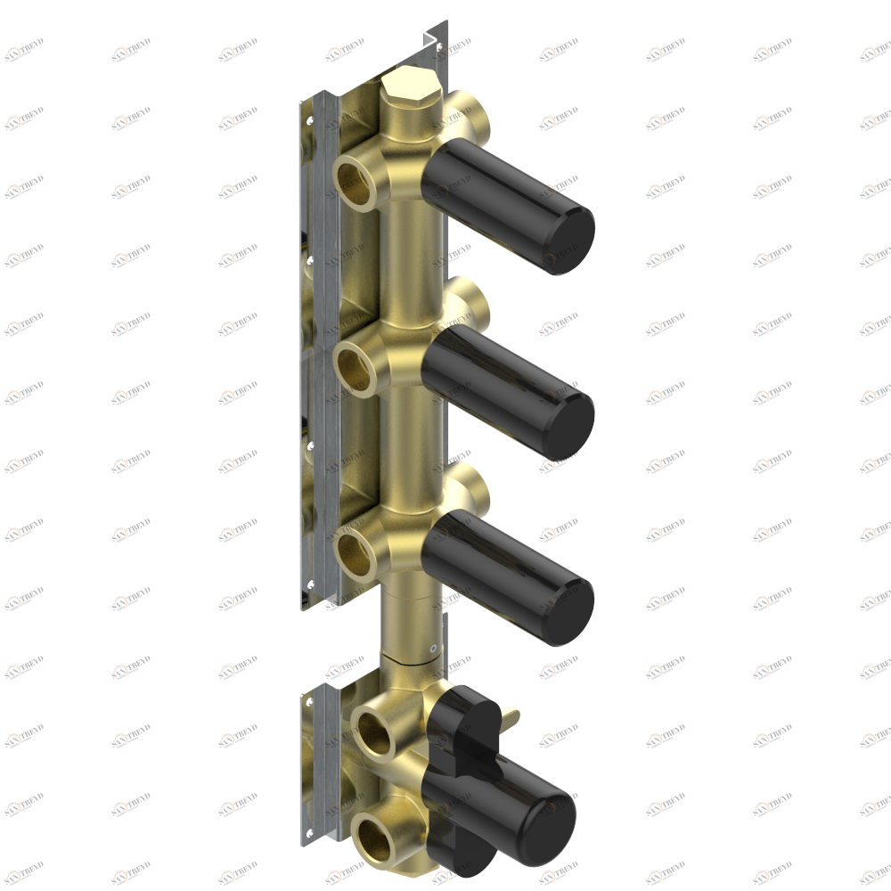 D7A-1430A Скрытая часть термостатического смесителя с 3 выходами Thg-paris Harper Без отделки 