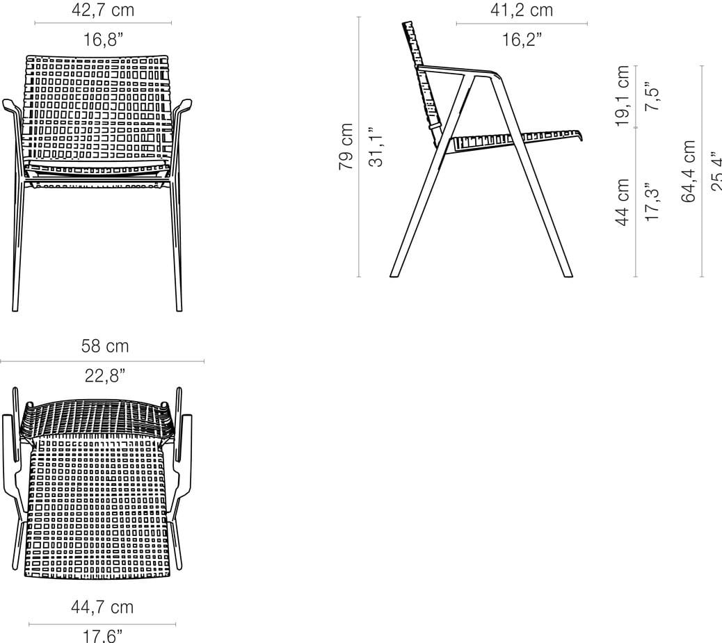 Садовый стул с подлокотниками из полипропилена TRIBÙ филиал ARCH-00008973 - Вид №3
