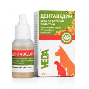 Т00009499 Гель Дентаведин уход за ротовой полостью кошек и собак 15г ВЕДА
