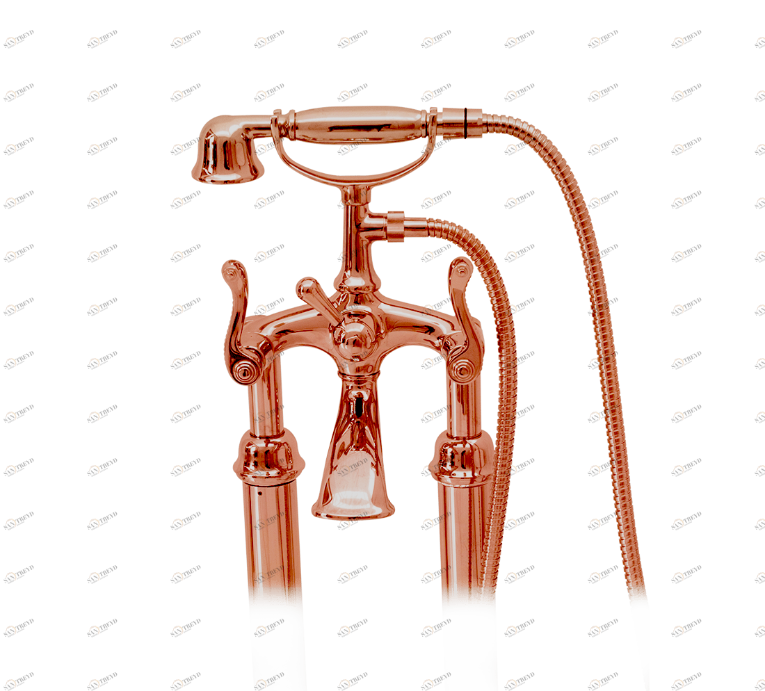 Gentry Home Смеситель для умывальника на три отверстия с выдвижным краном Tiffany Медь GH101182