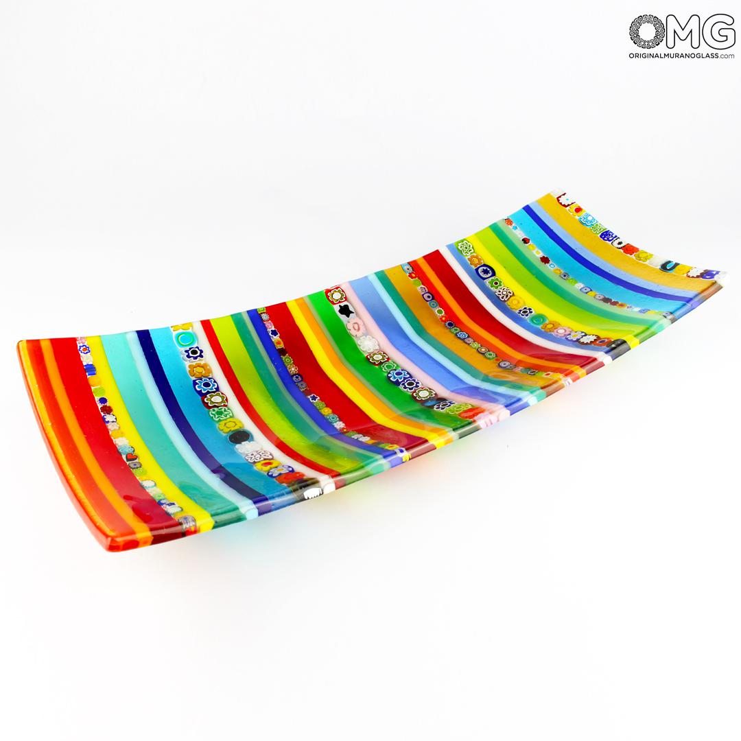 3163 ORIGINALMURANOGLASS Прямоугольное блюдо Нюанс - миллефиори - Original Murano Glass 8 см  - Вид №1