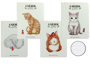 519924 Тетрадь "Garden Kitty" А6, 24 листа, в клетку, в ассортименте Languo
