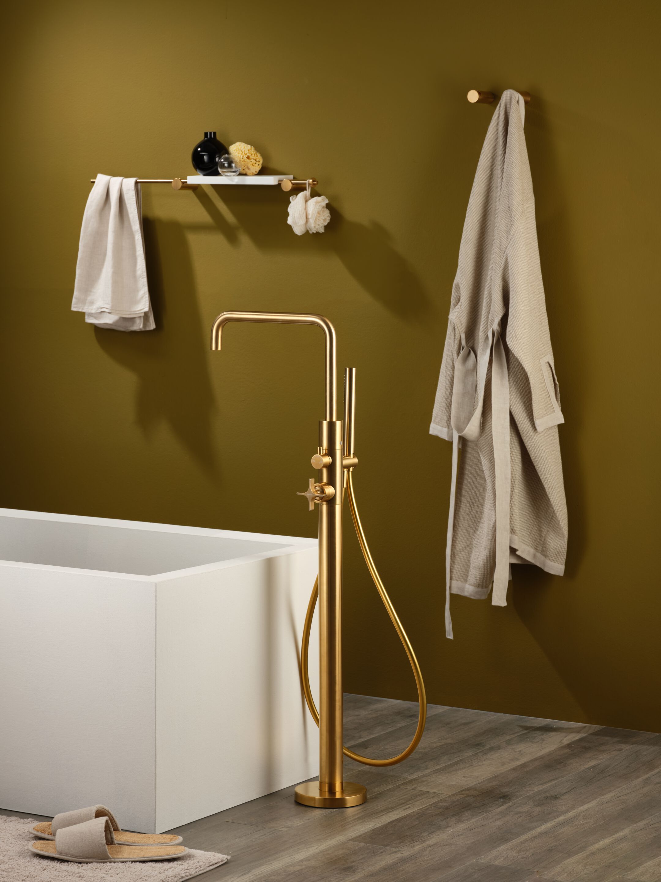 Напольный смеситель для ванны с ручным душем Ritmonio Diametro35 Cross ARCH-00112493 - Вид №1