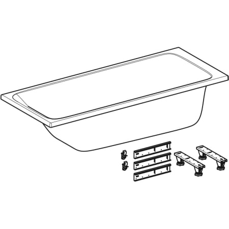 554.120.01.1 Прямоугольная ванна Geberit Tawa, тонкое исполнение, с ножками Geberit  - Вид №1