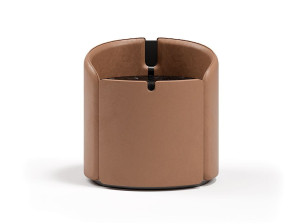 Круглая прикроватная тумбочка с кожаной обивкой