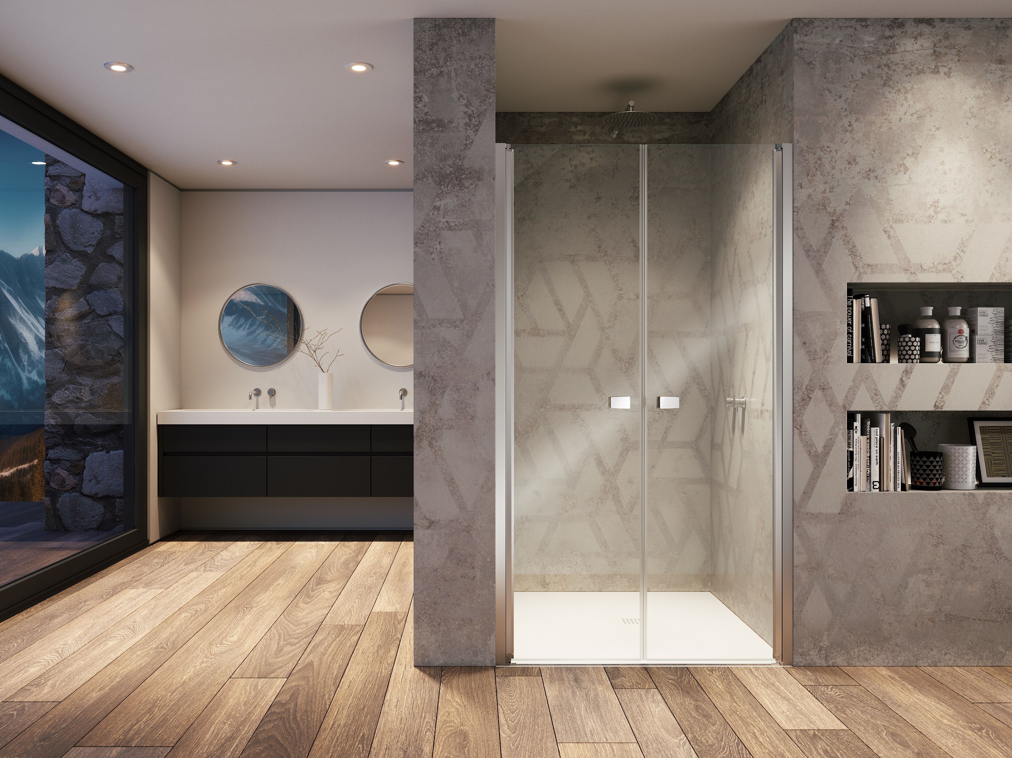 Стеклянная ниша душевая кабина с распашной дверью Provex Industrie Kombi ARCH-00071687 - Вид №1