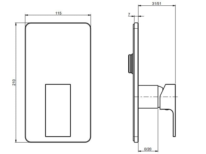 Однорычажный смеситель для душа с пластиной Rubinetterie Frattini Vita Due ARCH-00084592 - Вид №2