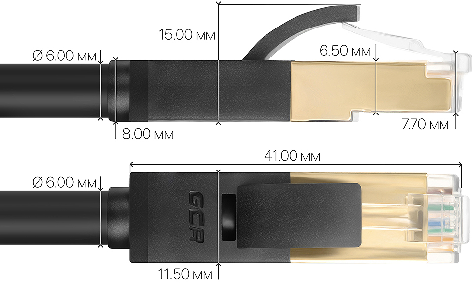 GCR-LNC701-20.0m патч-корд prof категории 7 ethernet 20.0m f/ftp, rj45, cu, 28 awg, литой, прямой , черный, экранированные коннекторы Greenconnect Santreyd  - Вид №1