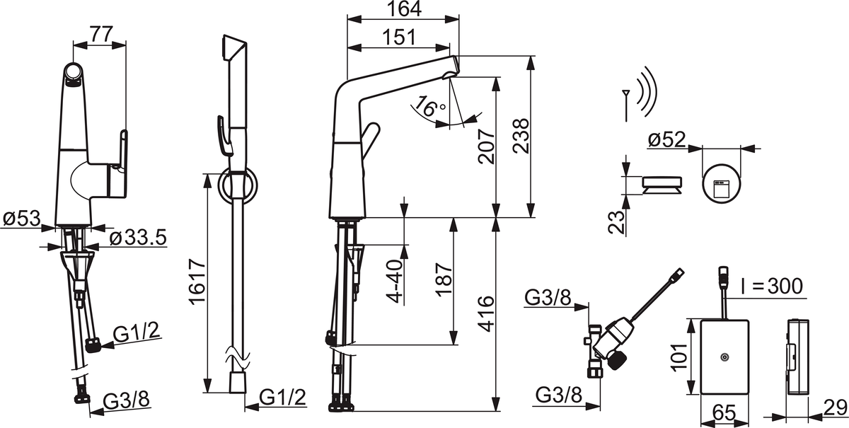 Oras 3009F Смеситель для умывальника с клапаном, 3 V 3009F Inspera Хром  - Вид №1