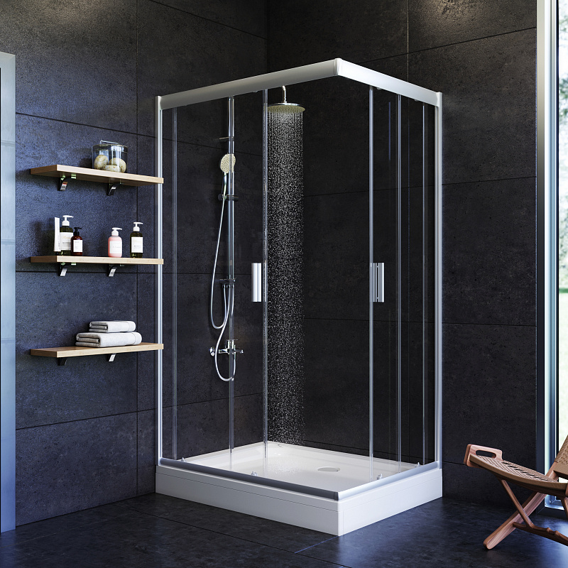 W90G-404-120290-MT Twin Slide 120x90. Душевое ограждение120x90 профиль мат хром стекло прозра AM.PM Gem - Вид №2