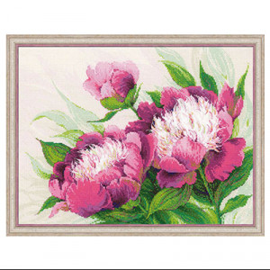 100/039 Набор для вышивания Розовые пионы 40 х 30 см RIOLIS Premium