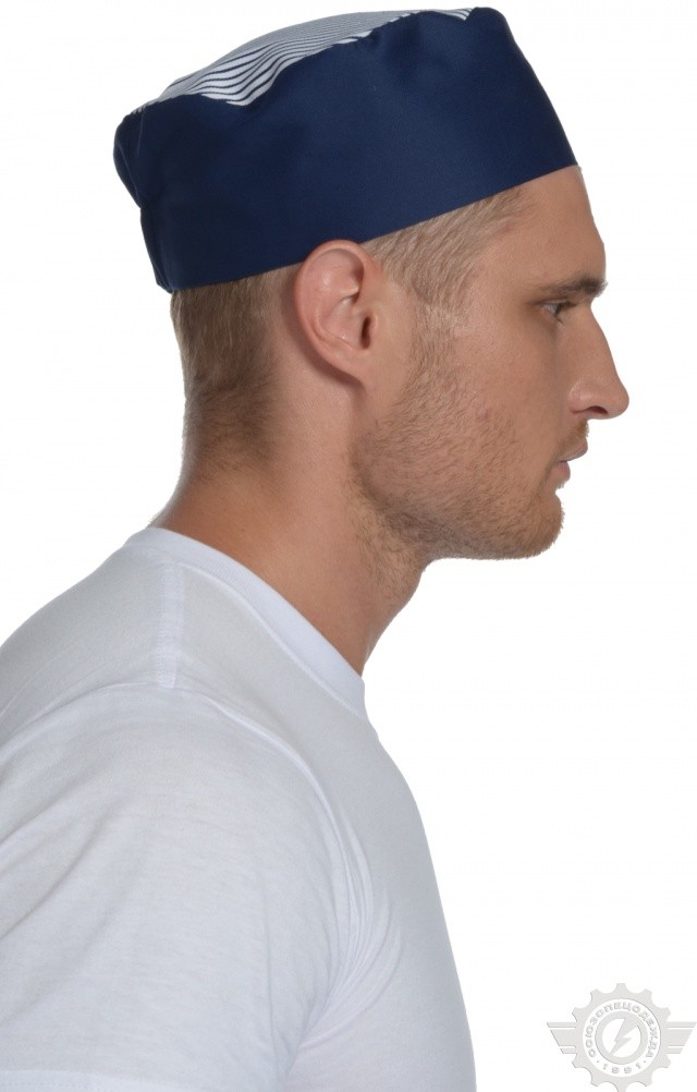 63353 Головной убор "Таблетка" темно-синяя-полоска  Одежда для поваров  размер 55-56 Спецодежда  - Вид №3