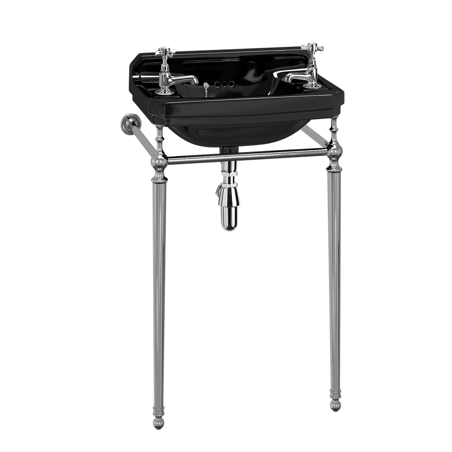 Burlington Cloakroom Раковина в эдвардианском стиле 51 см с подставкой для умывальника Белый с 2 ​​отверстиями под смеситель B8 T21A CHR  - Вид №2