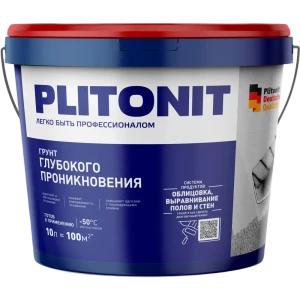 Грунтовка PLITONIT глубокого проникновения для внутренних и наружных работ 10 л 89374218