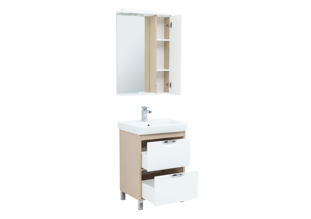 Мебель для ванной Aquanet Гретта 60 New светлый дуб (2 ящика) 00239427 - Вид №1