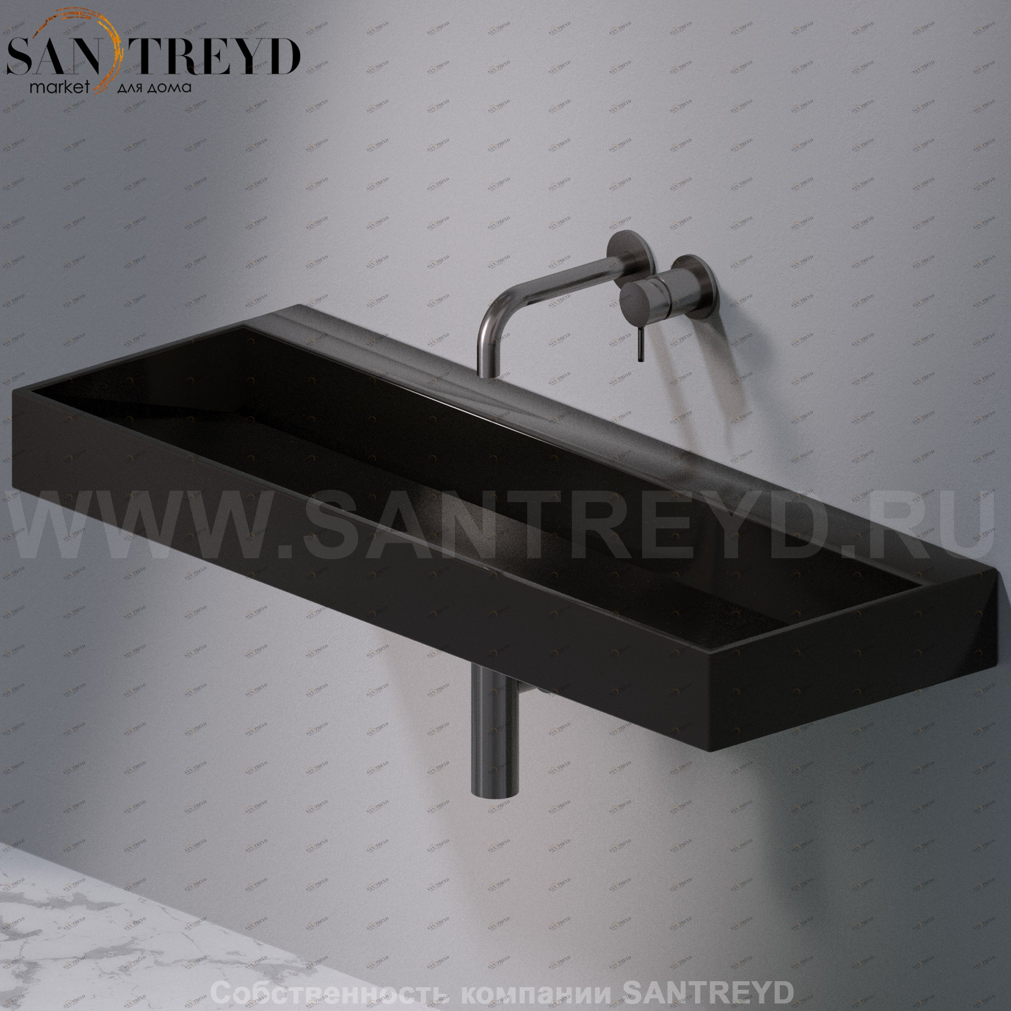 L012T1RPV4.104 Подвесная раковина настенная прямоугольная A. e T. Italia P35 черная AeT ITALIA