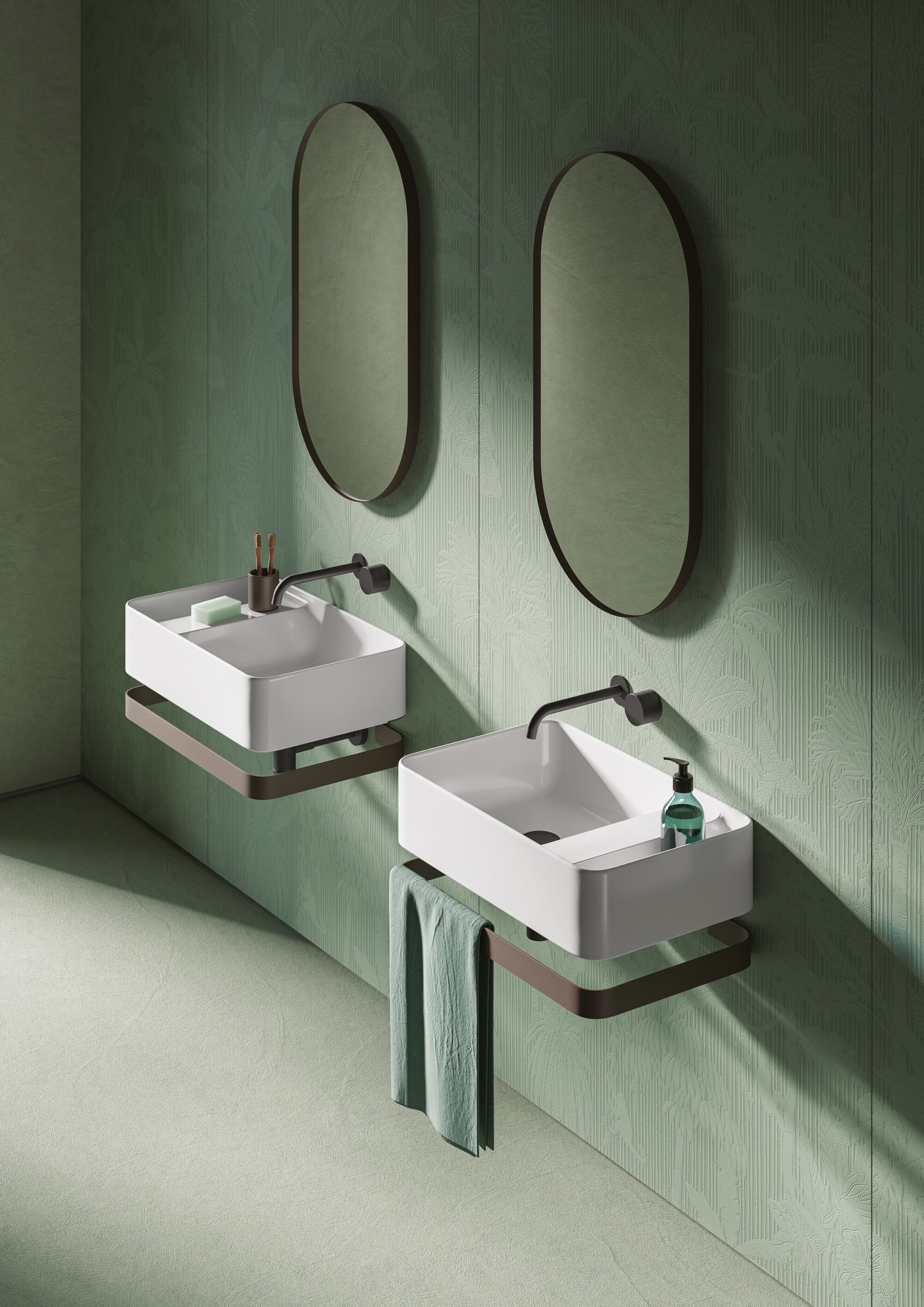 Керамическая подвесная раковина с держателем для полотенец ArtCeram Бруклин ARCH-00122617 - Вид №1