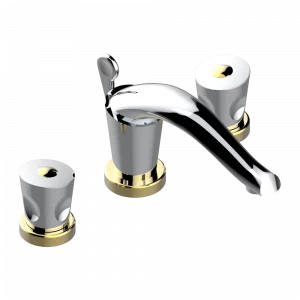 U3A-151 Смеситель для раковины на три отверстия устанавливаемый на борту с донным клапаном Thg-paris Багатель с металлическими ручками