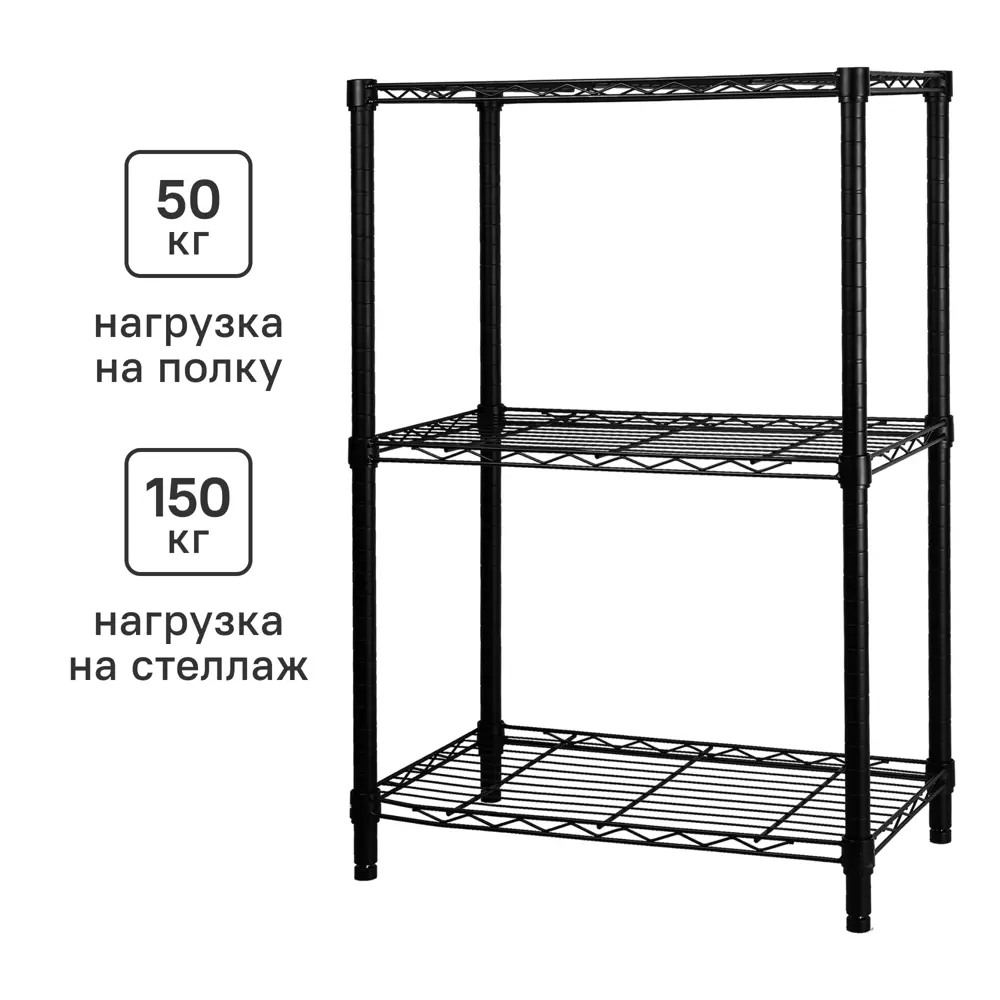 Стеллаж сетчатый KONSENSA 60x35x90 см цвет черный STLM-2144283