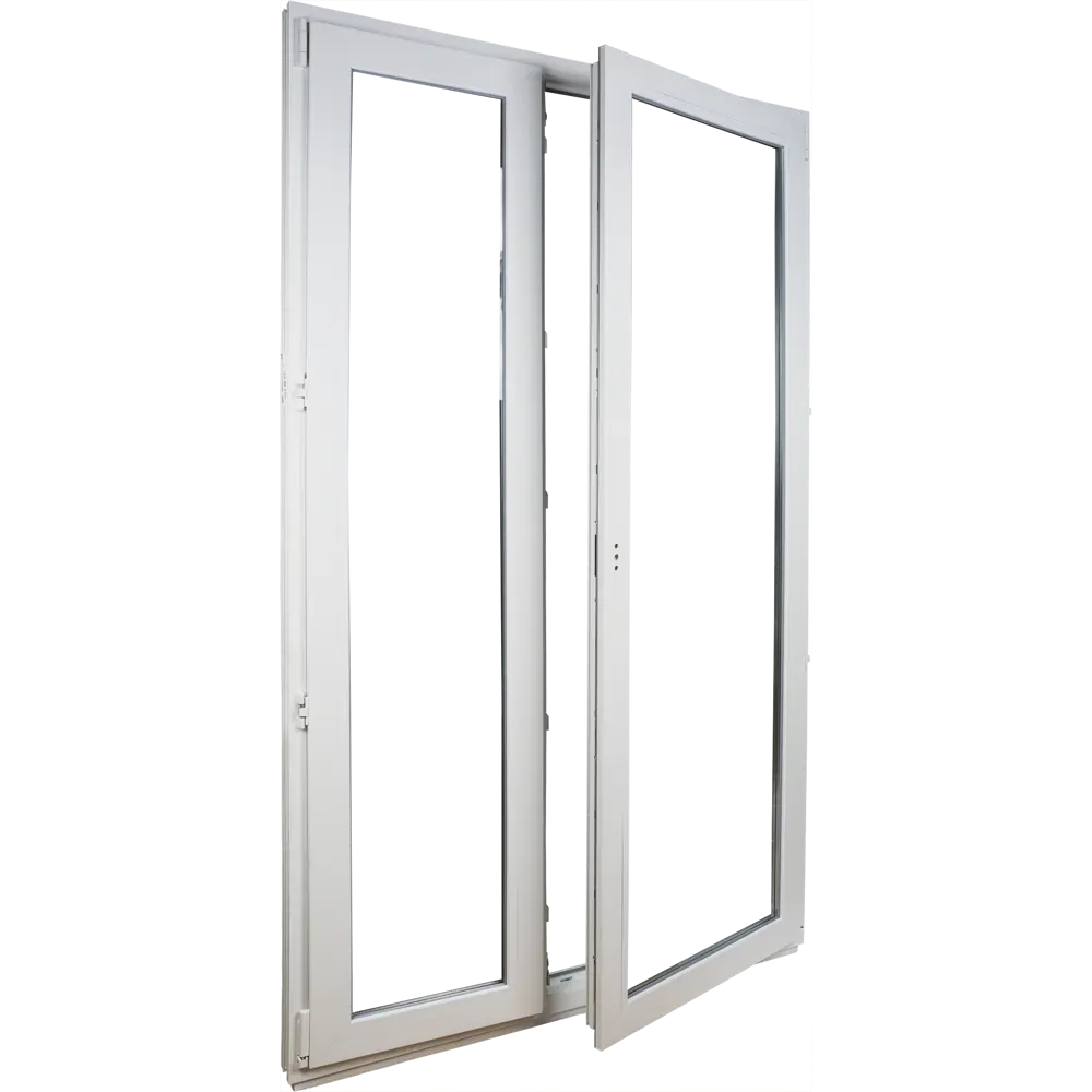 Пластиковое балконная дверь ПВХ Deceuninck двустворчатая 2100x1200 мм (ВхШ) однокамерный стеклопакет белый STLM-2208982 - Вид №1