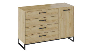 91200303 Комод 120x82x44 см 4 ящика ЛДСП цвет коричневый 187191 STLM-0515604 ТРИЯ
