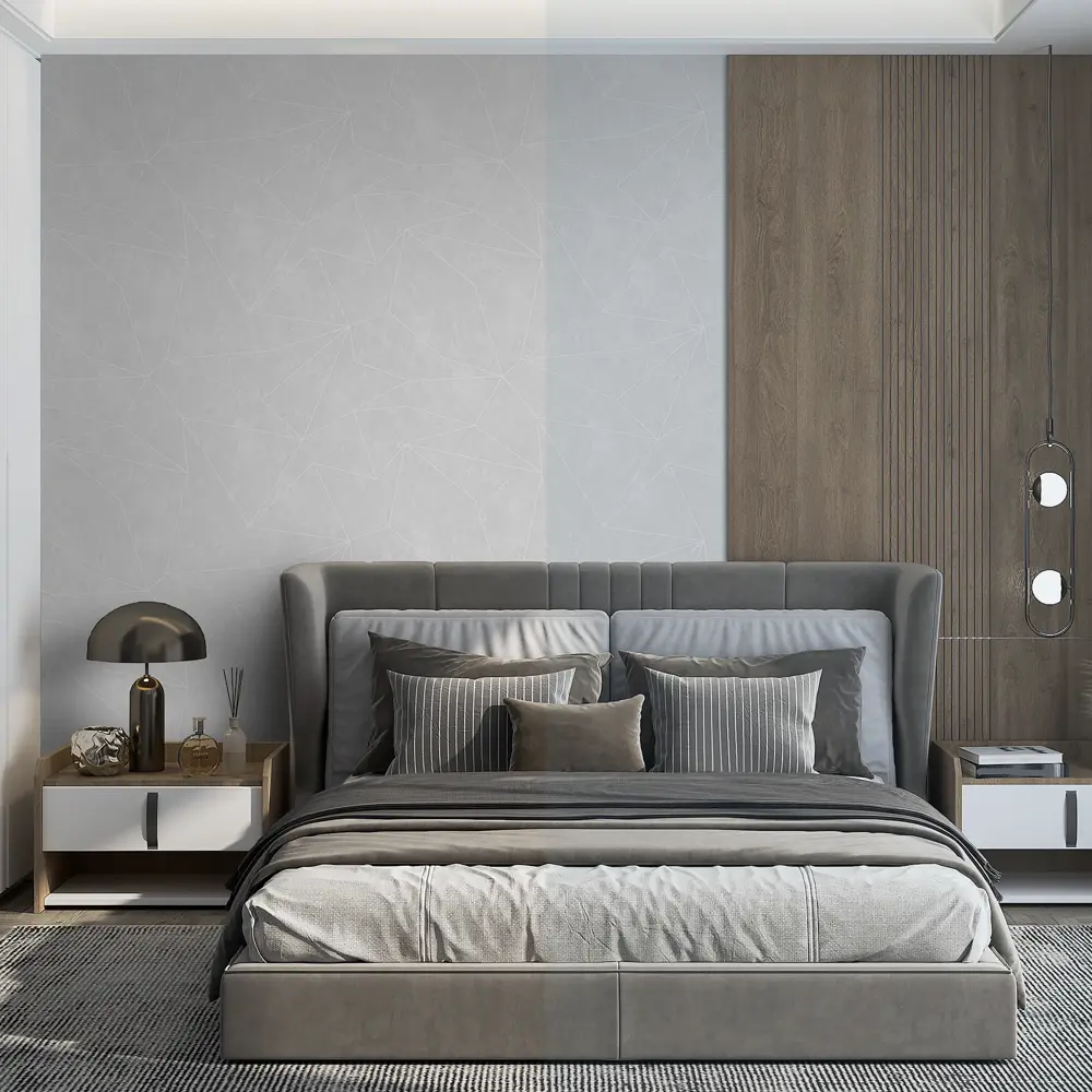 Обои флизелиновые Wallsecret Pazzle светло-серые с геометрическим рисунком 89416664 STLM-1565567 - Вид №4