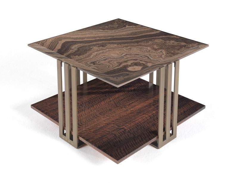 ETRO Home Interiors Квадратный журнальный столик из мрамора эрамоза и эвкалипта Klee E.kle.232.a - Вид №1