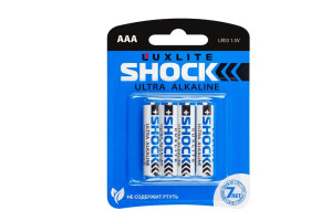 16448684 Батарейки Shock ААА 4 штуки в блистере BLUE 6974 Luxlite