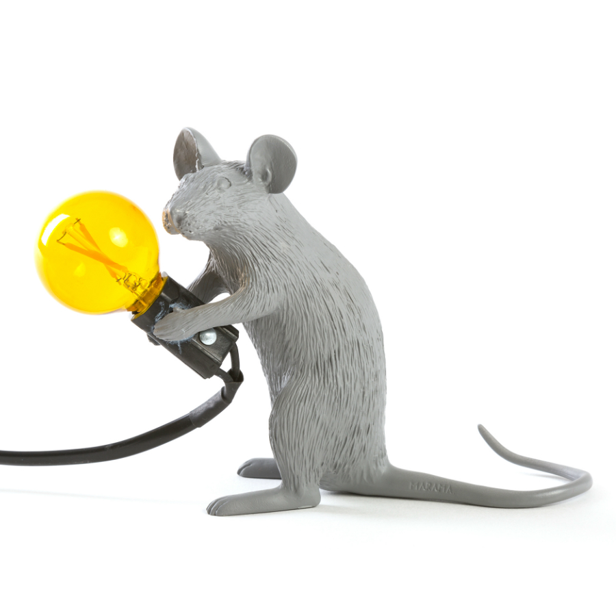 Светильник настольный Mouse Lamp Sitting, серый Seletti 14939 - Вид №5