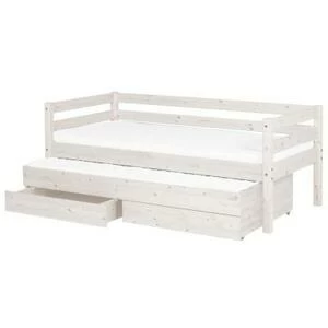 Кровать Flexa Classic с выдвижным спальным местом и ящиками, белая, 200 см