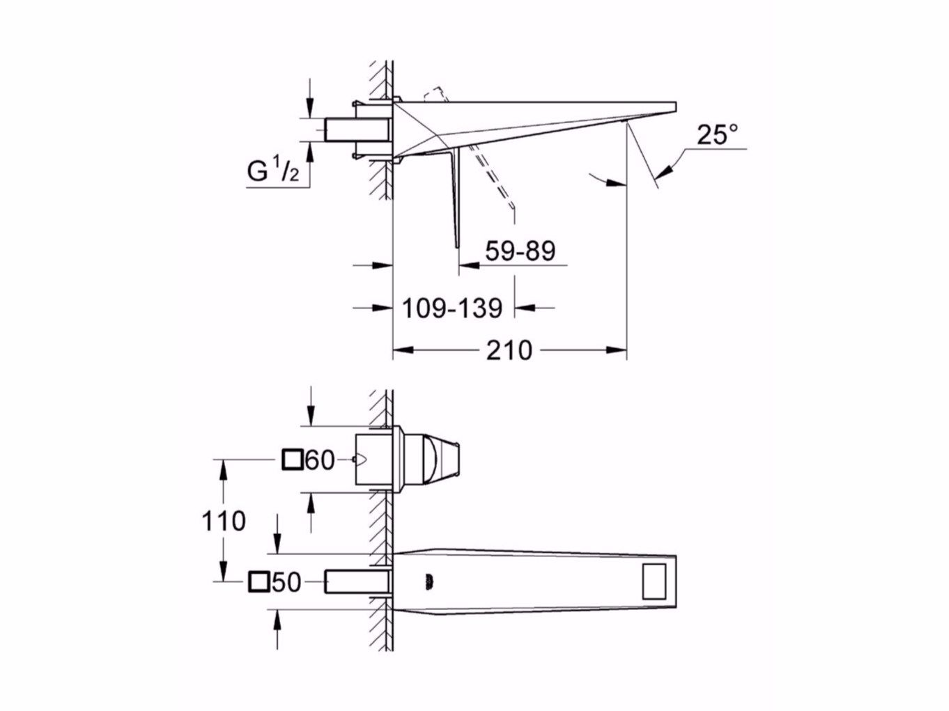 Однорычажный настенный смеситель для раковины Grohe Allure Brilliant ARCH-00104970 - Вид №3