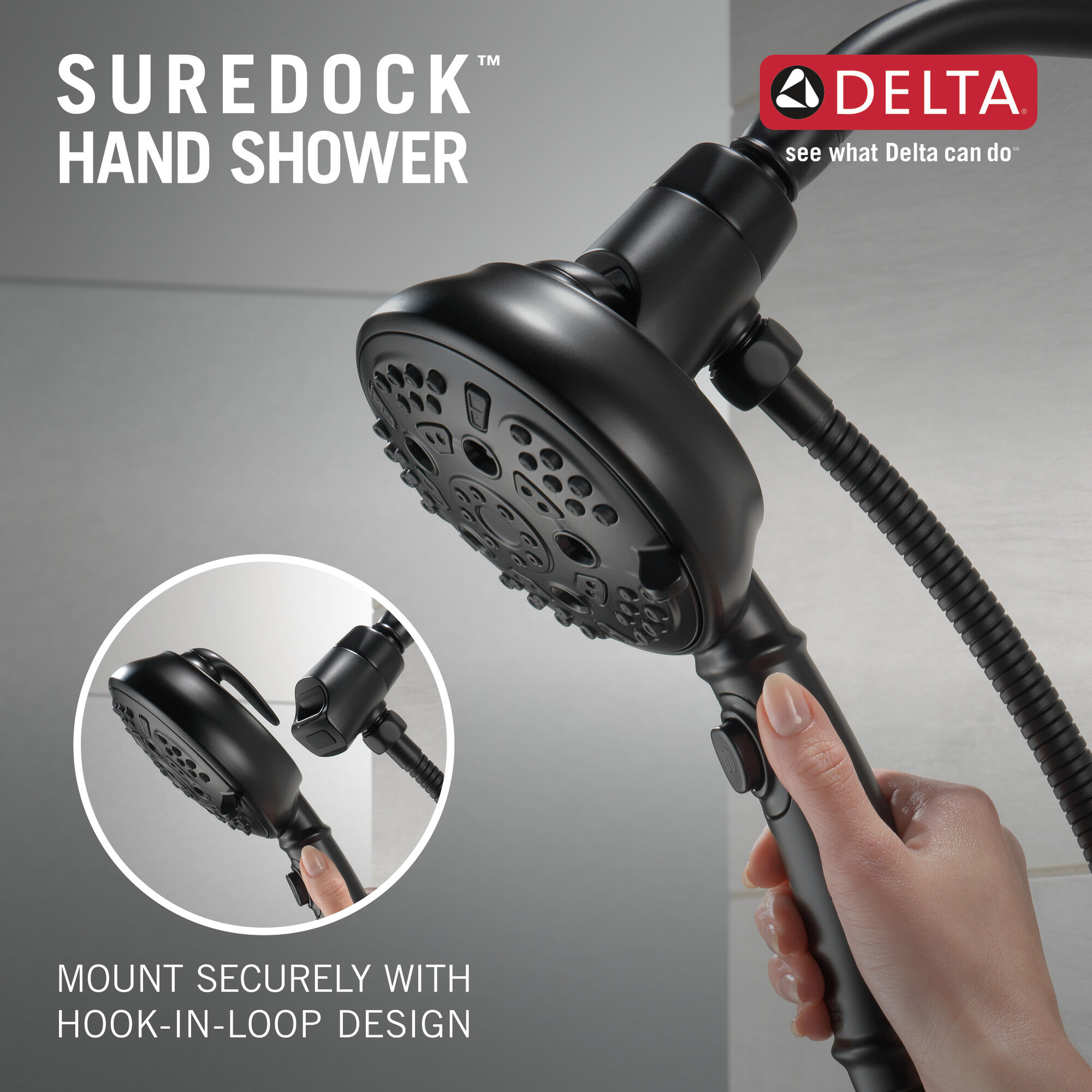 54710-BL-PK Ручной душ SureDock ™ с 7 настройками Delta Faucet Universal Showering Матовый черный  - Вид №8