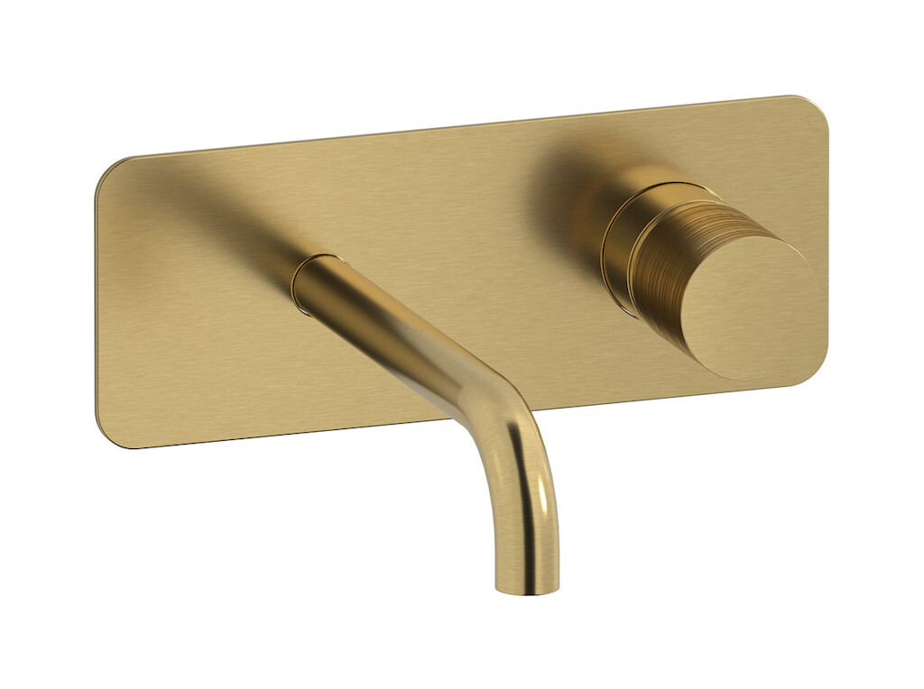 Встроенный в стену смеситель для раковины на 2 отверстия в комплекте с донным клапаном WE ARE IB vn200os Brushed Gold Vinile