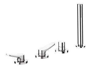 Смеситель для ванны с 4 отверстиями и ручным душем