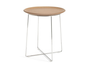 Круглый стальной и деревянный журнальный столик с подносом