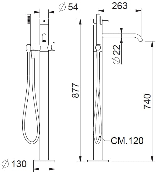Смеситель для ванны из нержавеющей стали с ручным душем BEAMTECH Level ARCH-00126197 - Вид №3