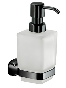 ST80M(14) Gedy G-Stelvio, настенный стеклянный дозатор с металлической помпой, цвет черный матовый