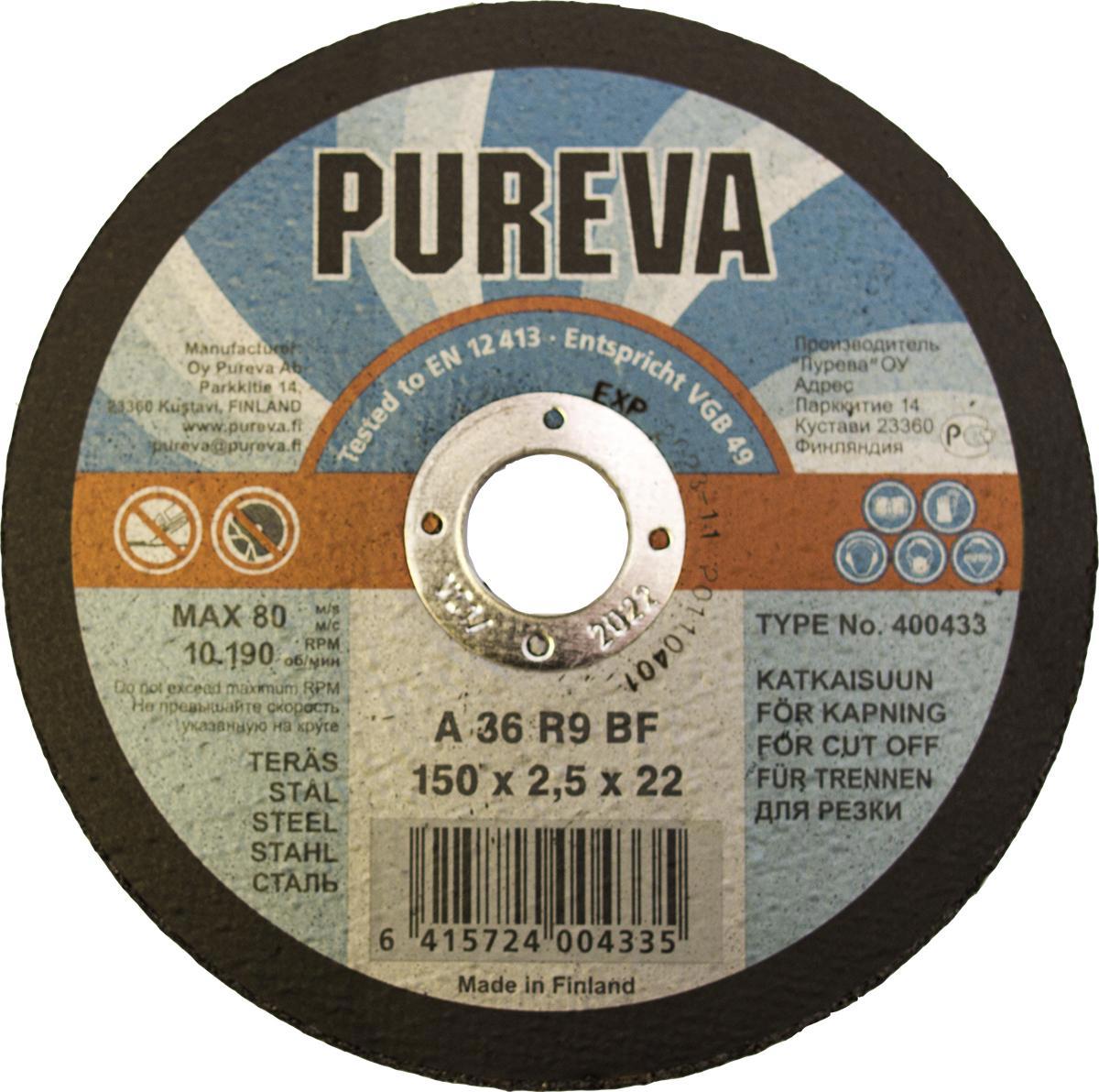 90241569 Диск отрезной по металлу 400433, 150х2.5х22 мм STLM-0146431 PUREVA