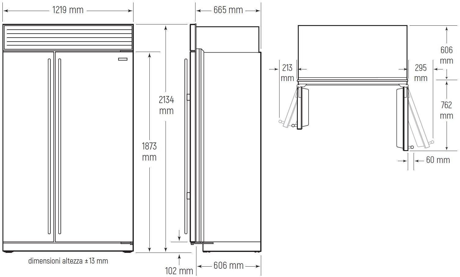 Sub-Zero Встроенный двухдверный холодильник из нержавеющей стали с морозильной камерой класса а +  Icbbi-48s/s/th  - Вид №9