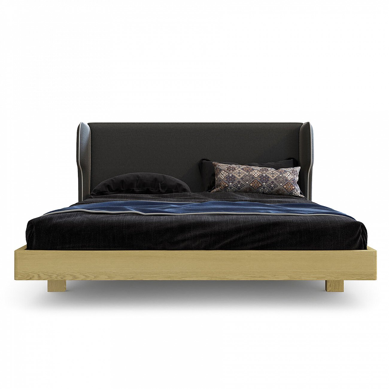 Кровать деревянная 200х200 Rich темно-серая BRAGIN DESIGN ДИЗАЙНЕРСКИЕ 256514 Бежевый;серый  - Вид №1