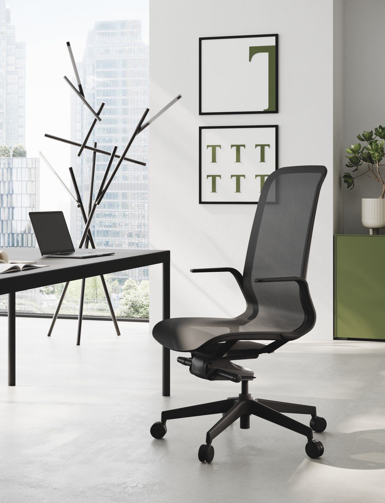 Сетчатое регулируемое по высоте офисное кресло с подлокотниками Las Mobili участок ARCH-00146527 - Вид №1