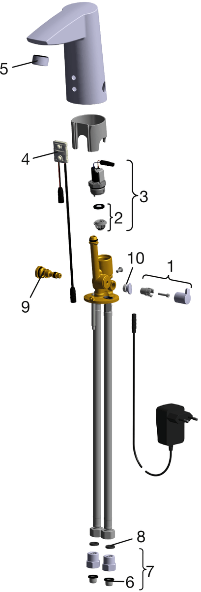 Oras 2824FTZ Смеситель для умывальника, 9/12 V, Bluetooth 2824FTZ Cubista Хром  - Вид №4