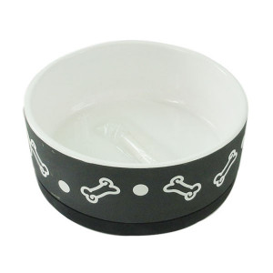 ПР0044082 Миска для животных Bones черная керамическая 15х5,6 см 650мл Foxie