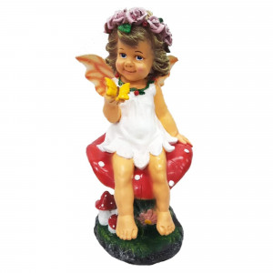 84549164 Фигура садовая «Девочка на грибе с бабочкой» высота 49 см