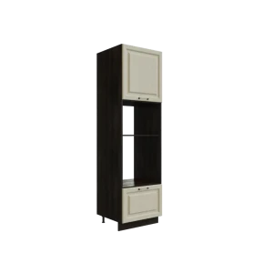 91979069 Напольный шкаф МС Ницца 1 дверь и ящиком под технику 60x233.60x57.40 см фасад кремовый МДФ каркас белый ЛДСП Сурская Меб STLM-1367442