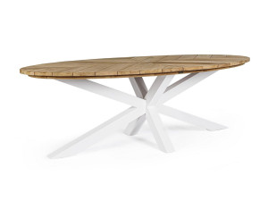 Овальный стол для сада из алюминия и тика