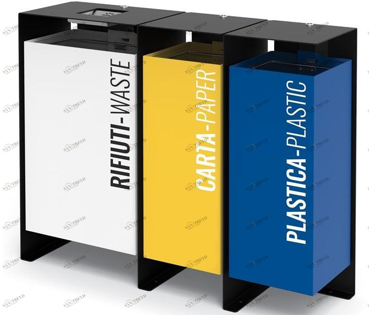 City Design Урна из оцинкованной стали с крышкой для раздельного сбора мусора sun-id-1467102